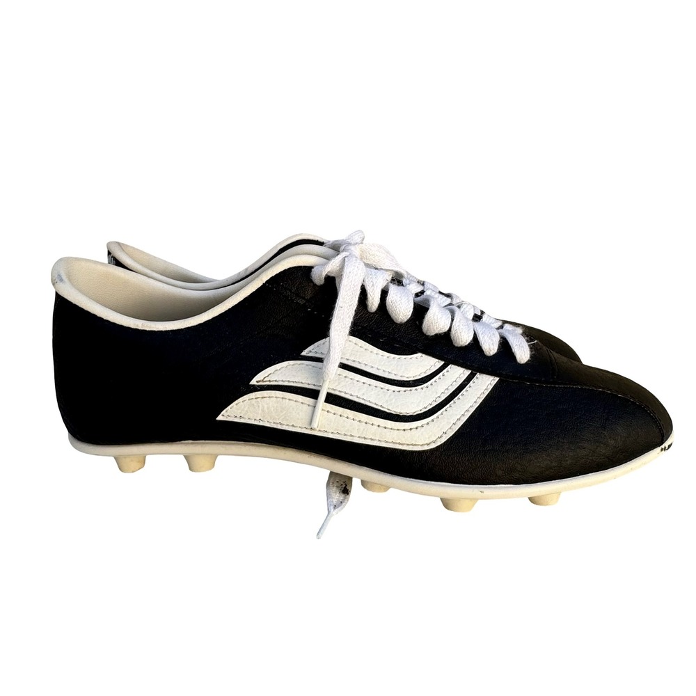 Spalding Vintage Soccer Cleats Black White Made in USA Mens 8.5 Athletic Shoes